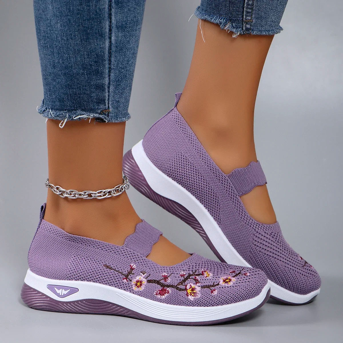 The Floral Glide – Lightweight Breathable Walking Shoe