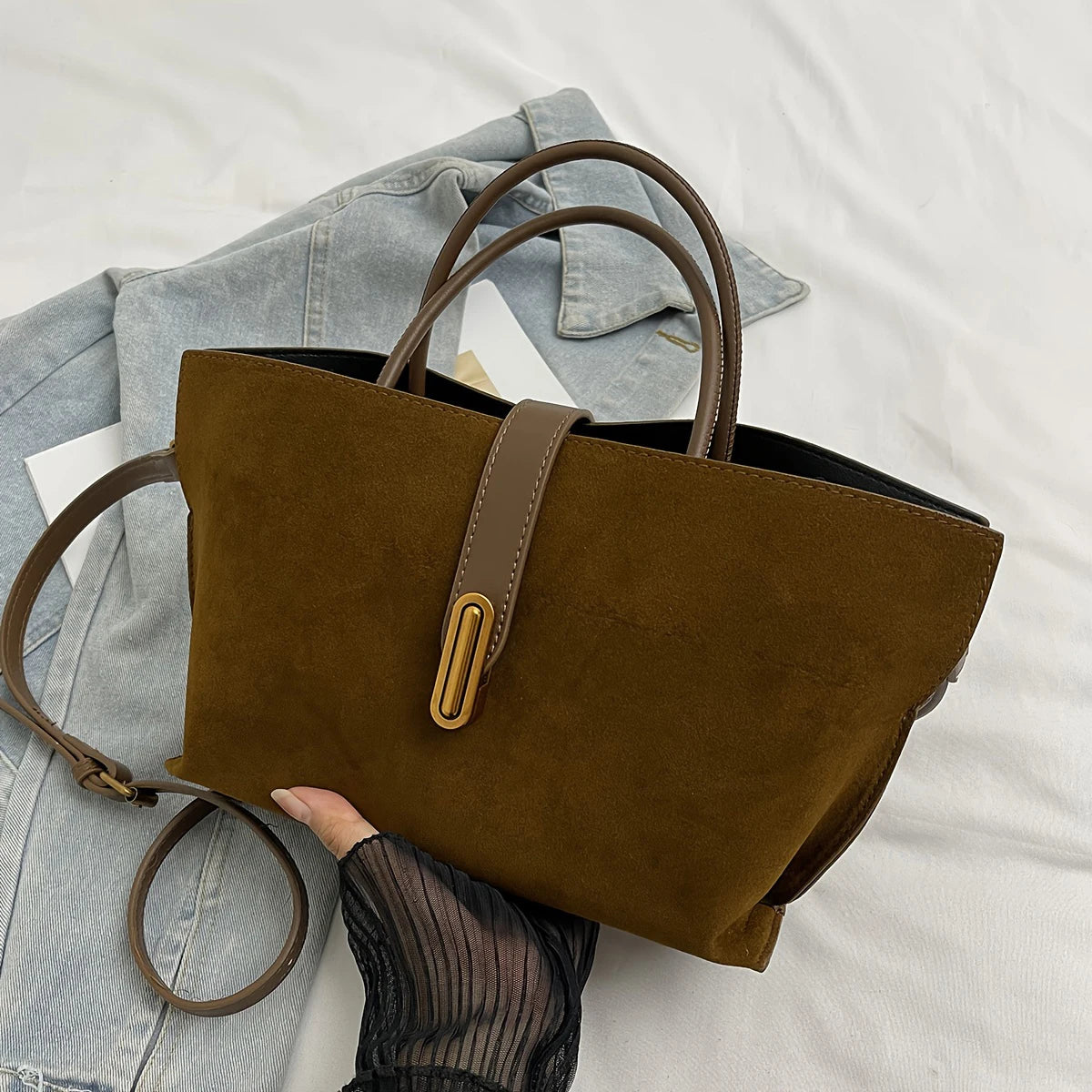 Milano Echo – Structured Suede Handbag