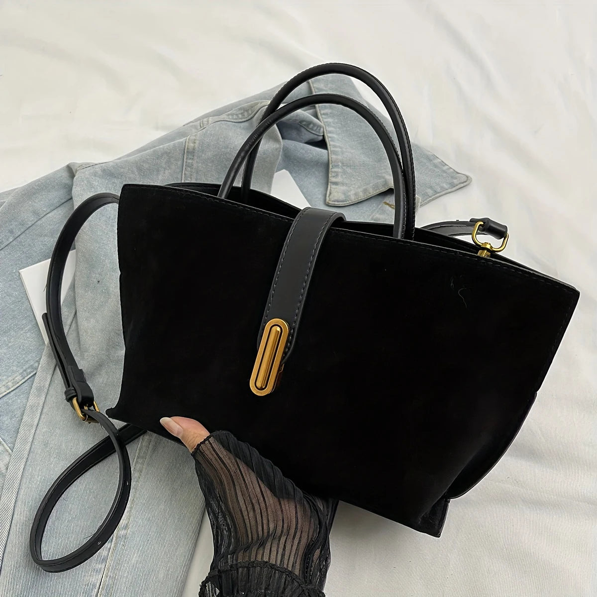 Milano Echo – Structured Suede Handbag