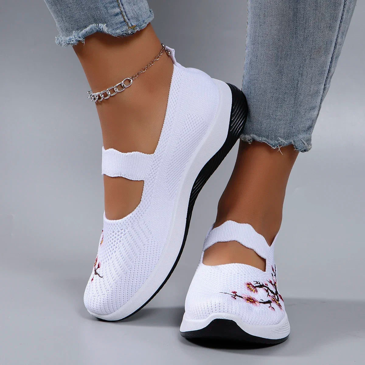 The Floral Glide – Lightweight Breathable Walking Shoe