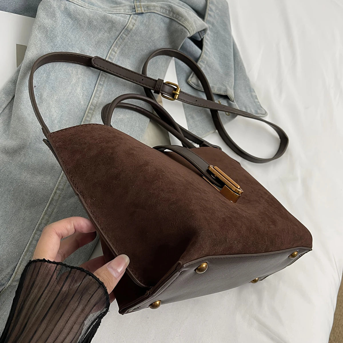 Milano Echo – Structured Suede Handbag