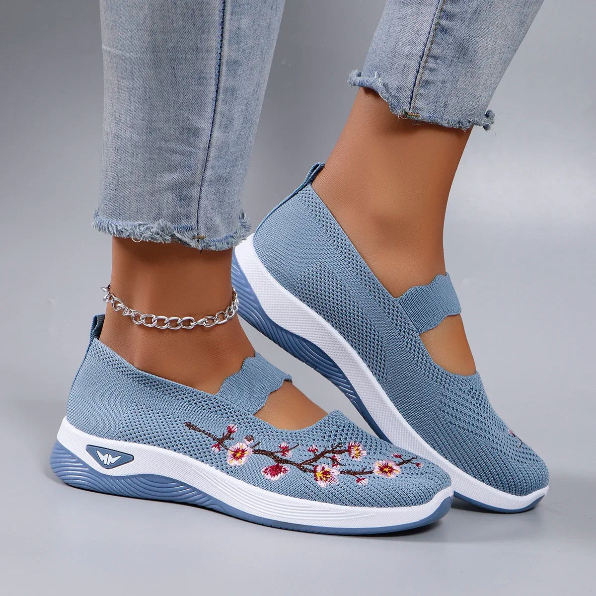 The Floral Glide – Lightweight Breathable Walking Shoe