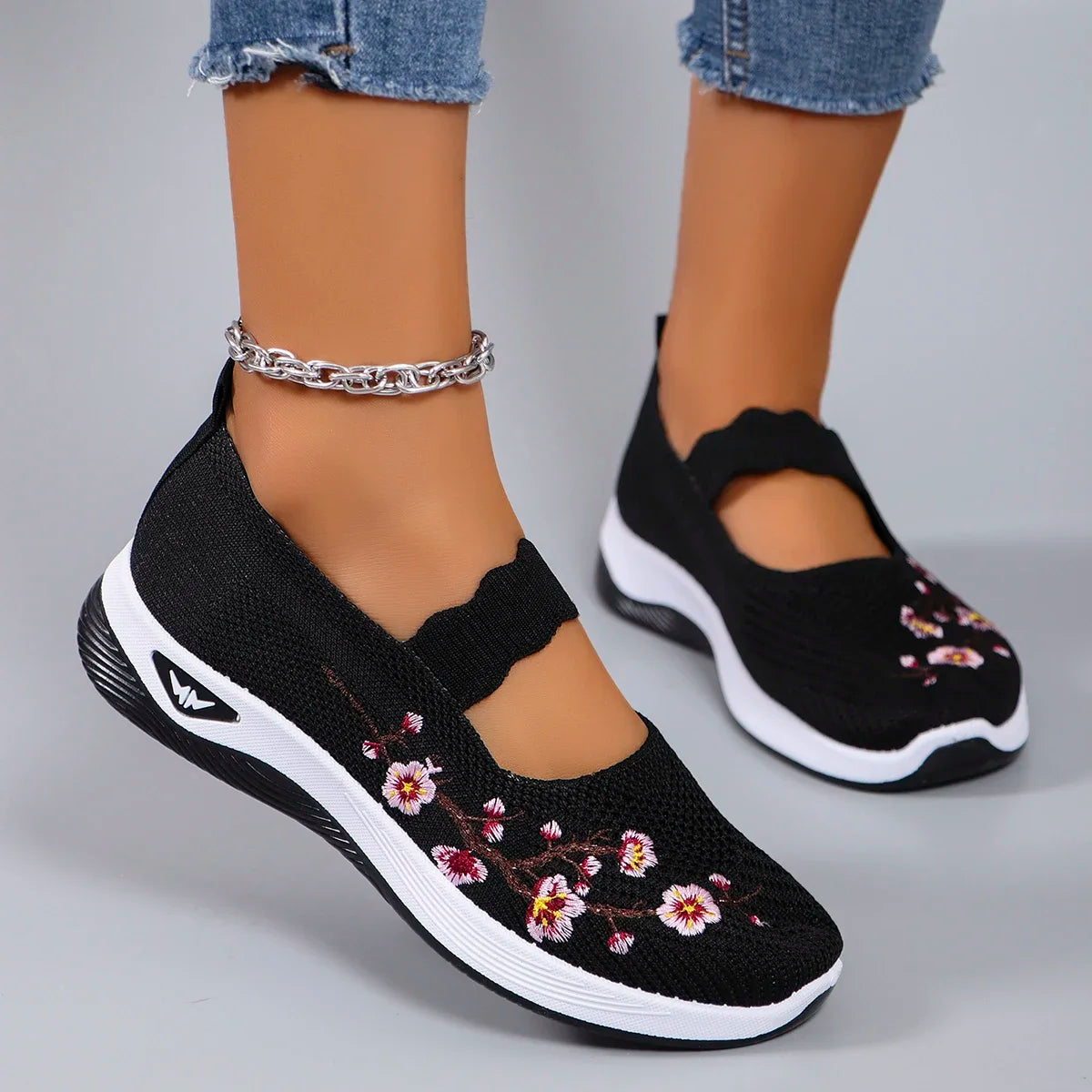 The Floral Glide – Lightweight Breathable Walking Shoe