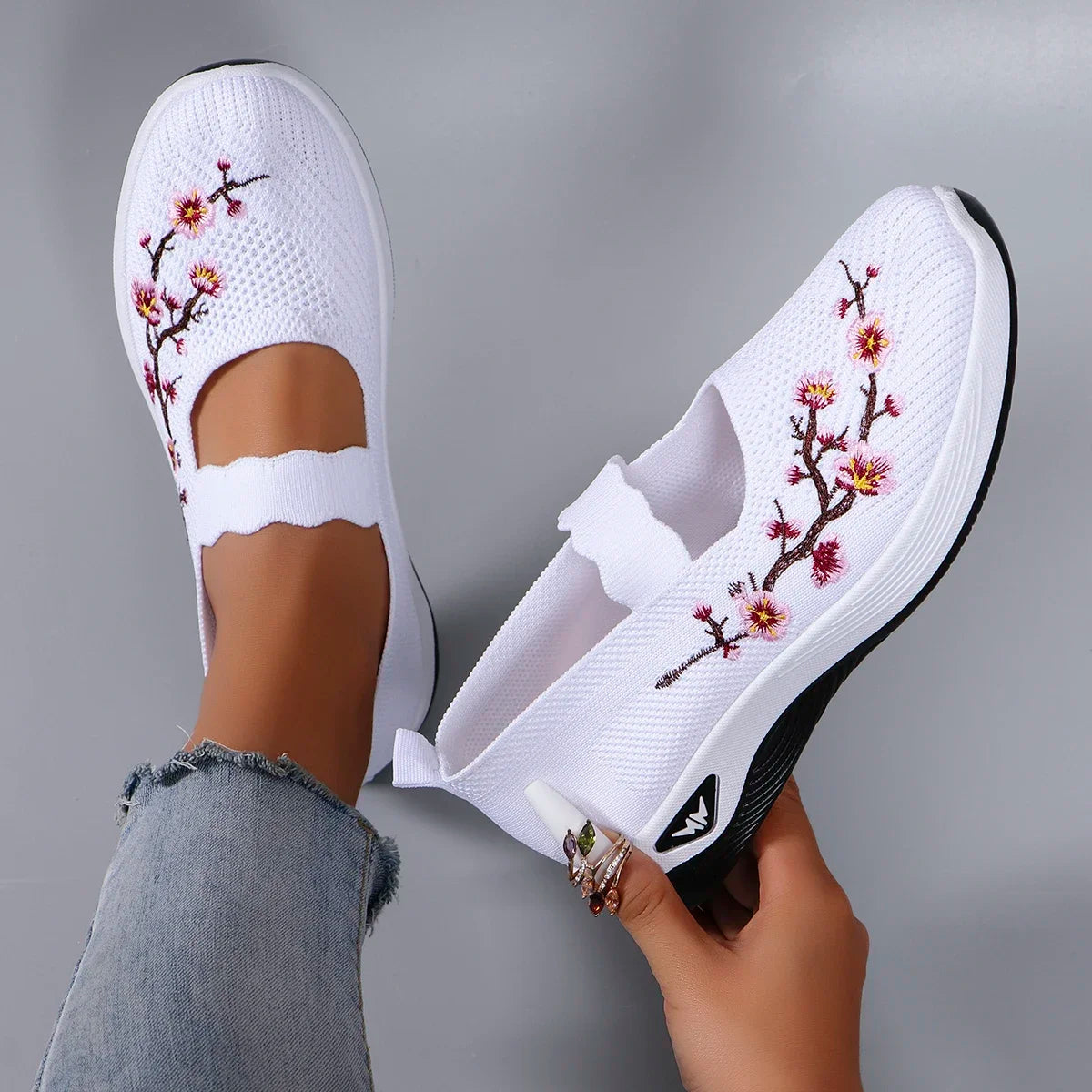 The Floral Glide – Lightweight Breathable Walking Shoe