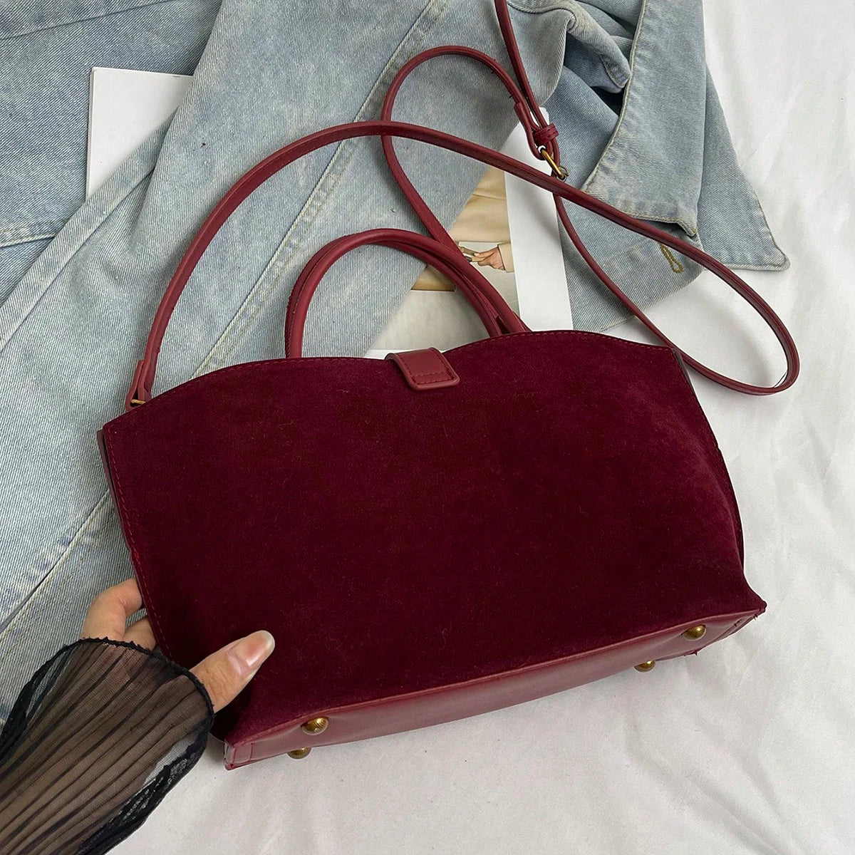 Milano Echo – Structured Suede Handbag