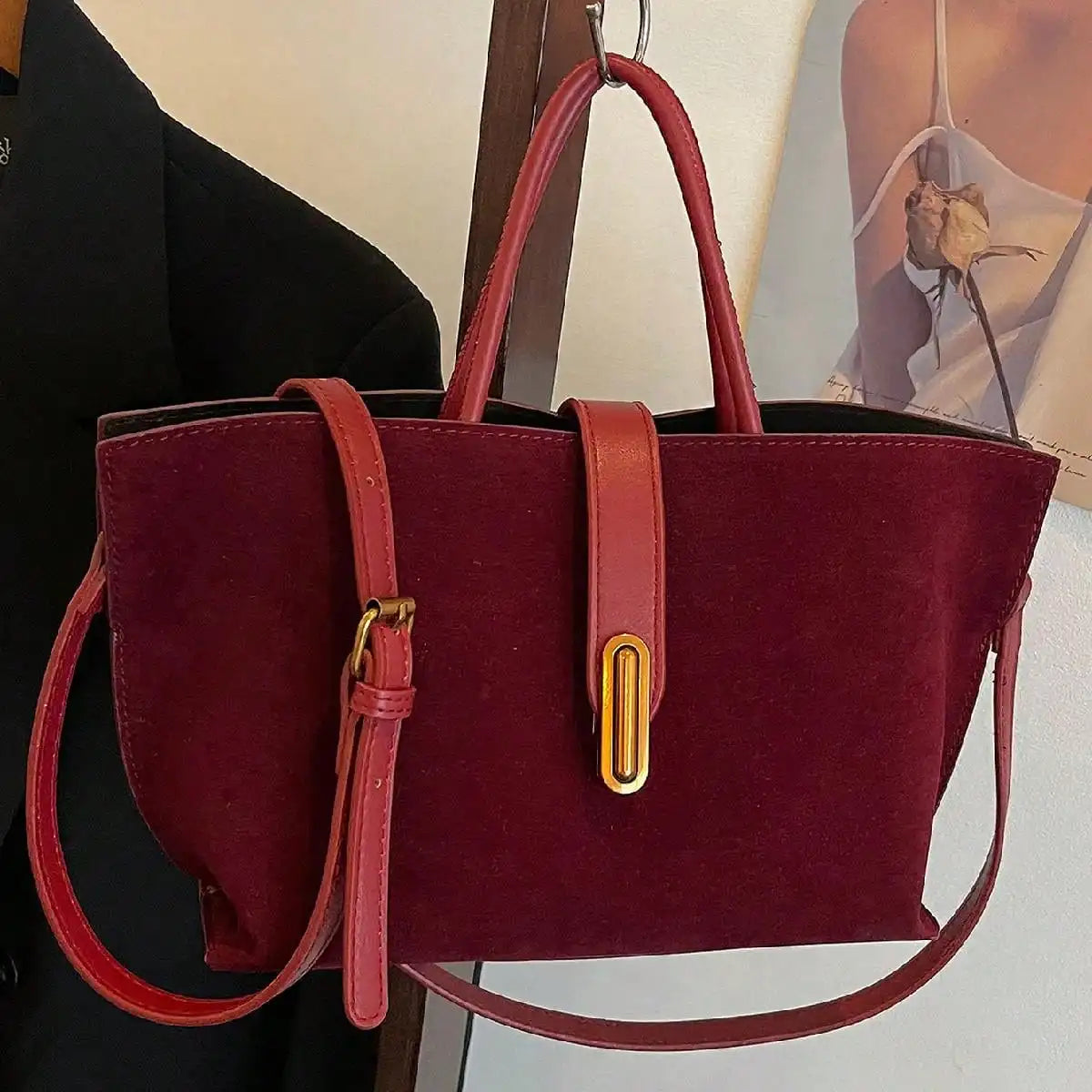 Milano Echo – Structured Suede Handbag