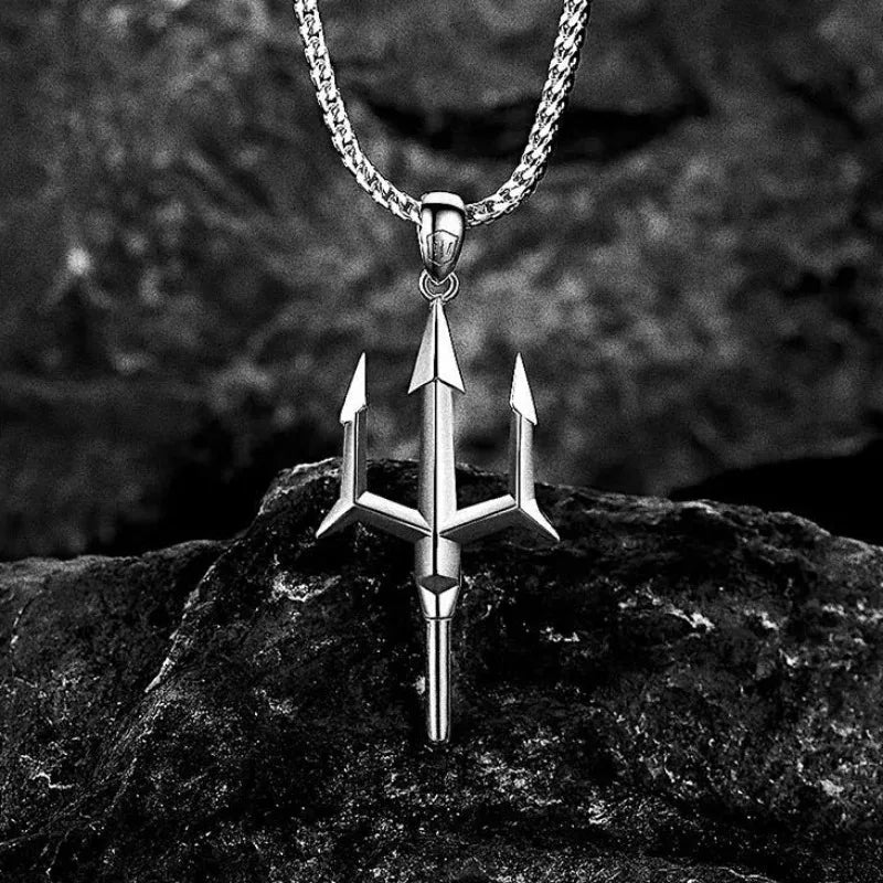 Poseidon’s Mark – Sculpted Trident Necklace by Jora