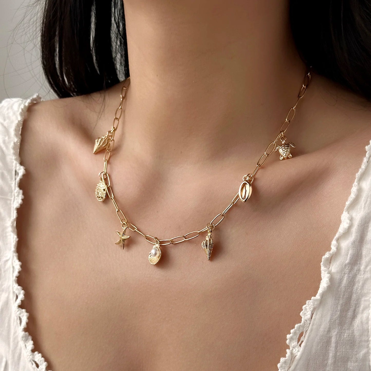 Ocean Opus - Gilded Sea Charm Necklace