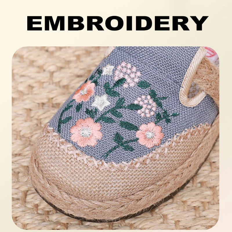 The Petal Pacers – Embroidered Slip-On Flats