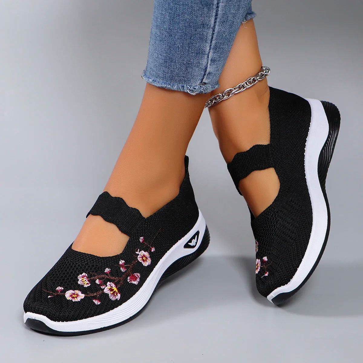The Floral Glide – Lightweight Breathable Walking Shoe