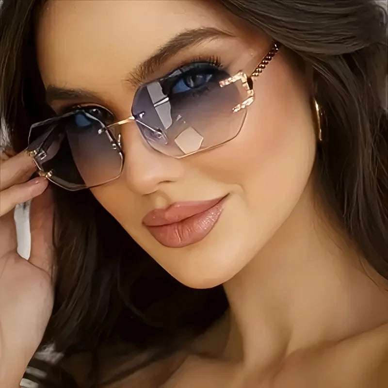Geometric Glam - Rimless Sunglasses