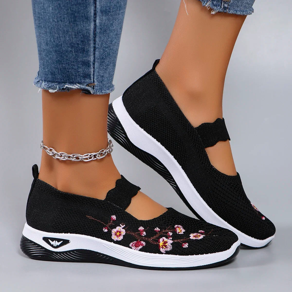The Floral Glide – Lightweight Breathable Walking Shoe