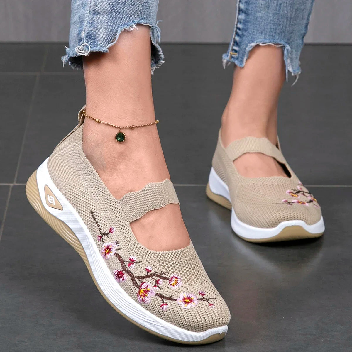 The Floral Glide – Lightweight Breathable Walking Shoe
