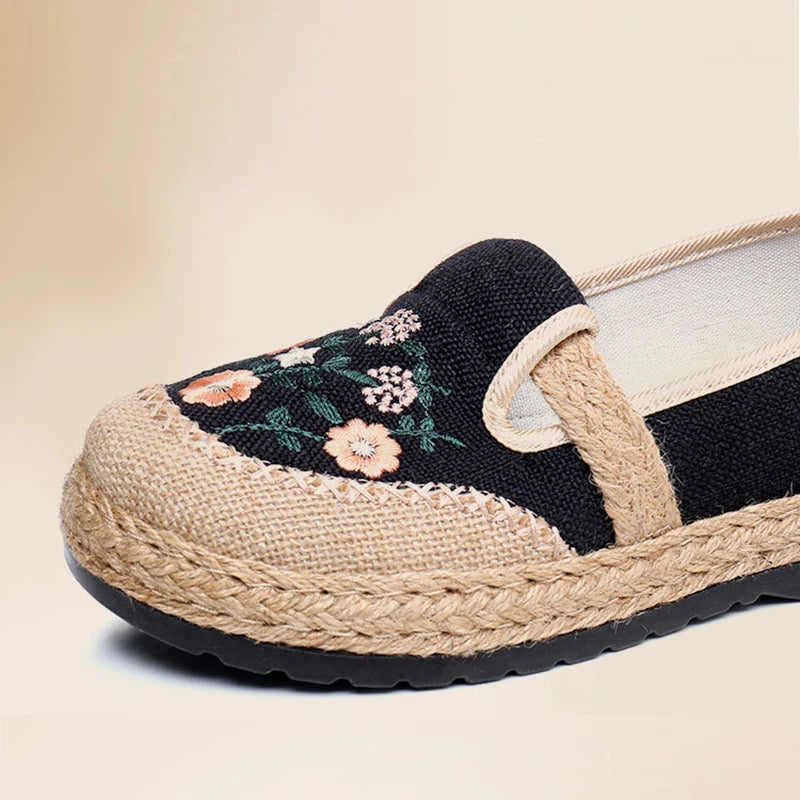 The Petal Pacers – Embroidered Slip-On Flats