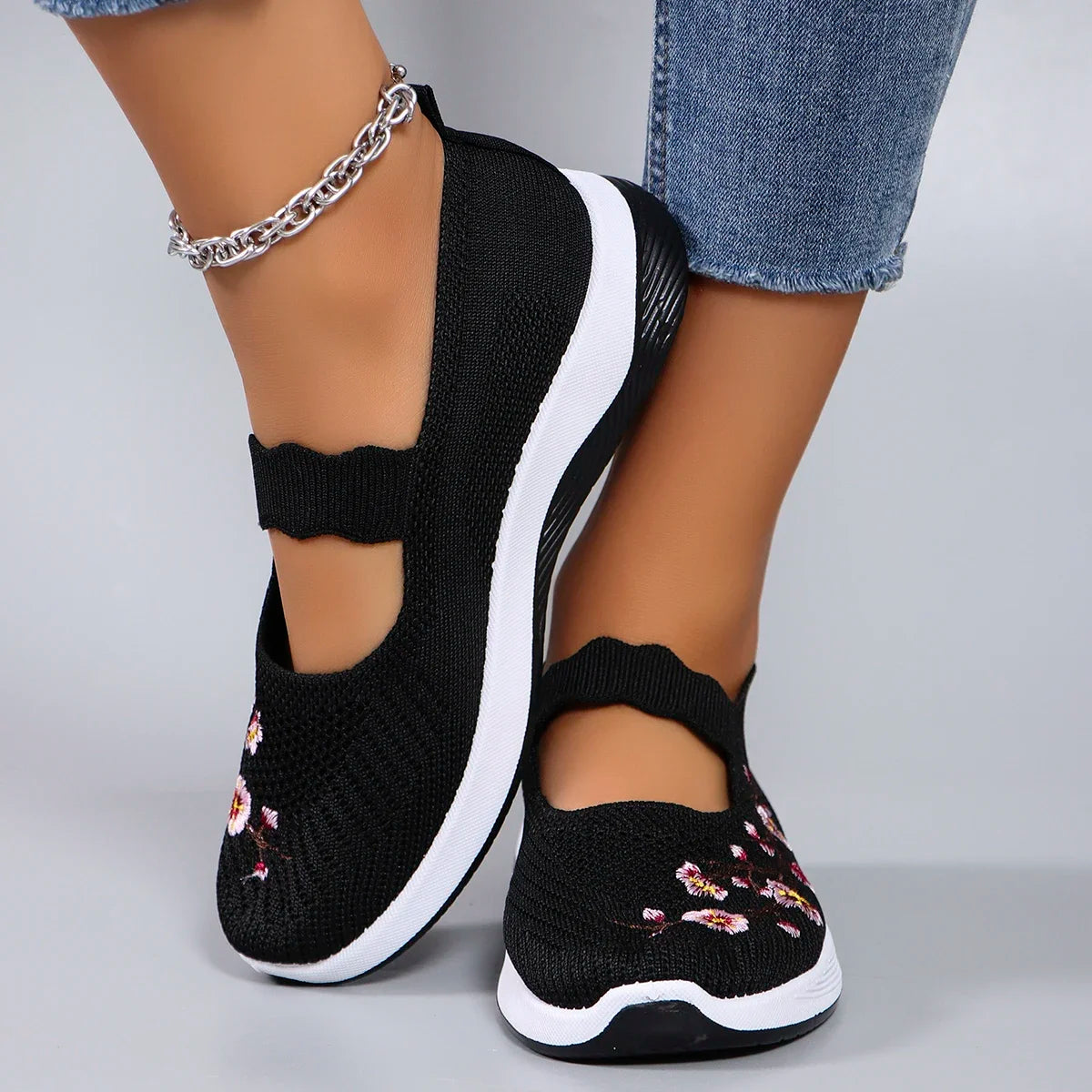 The Floral Glide – Lightweight Breathable Walking Shoe
