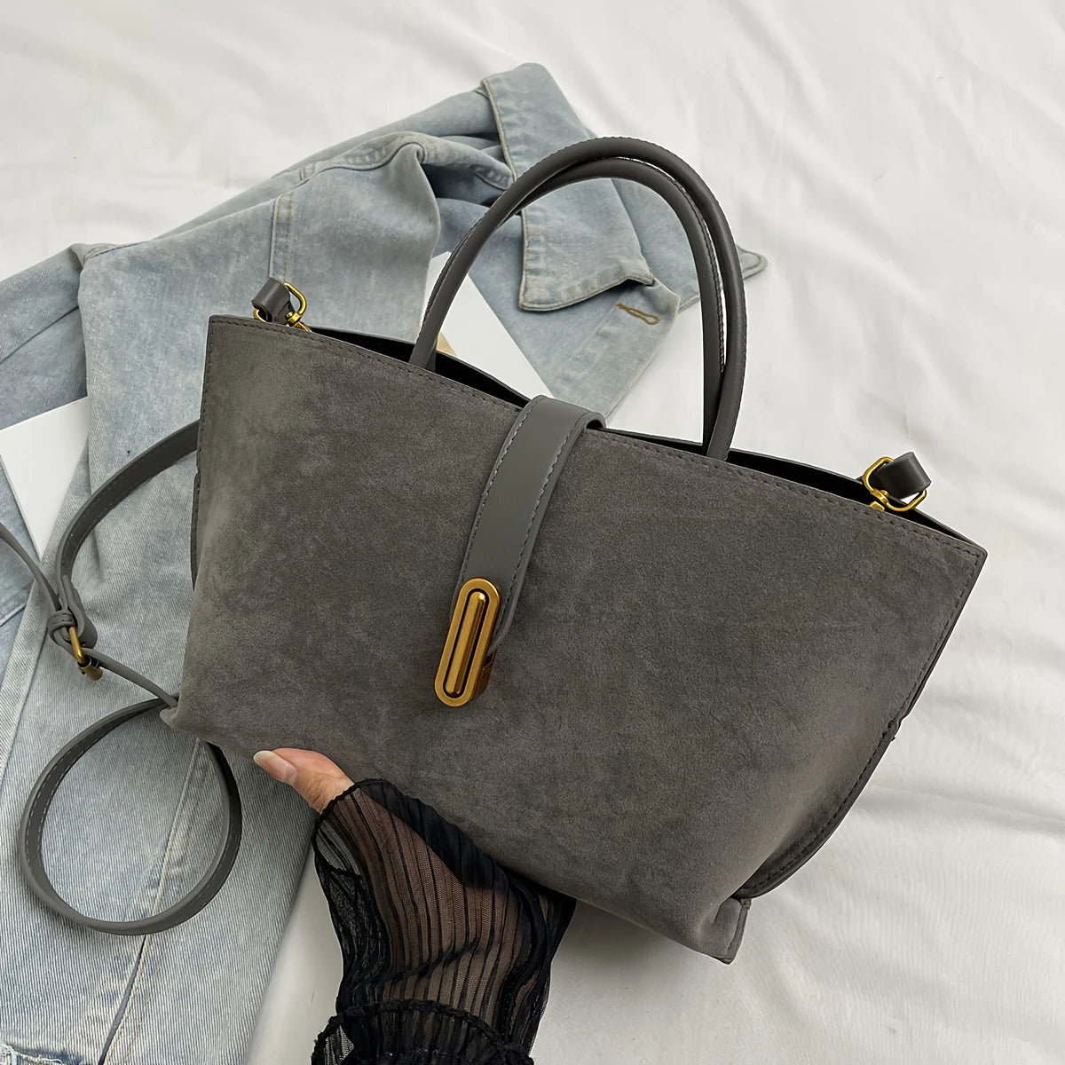 Milano Echo – Structured Suede Handbag