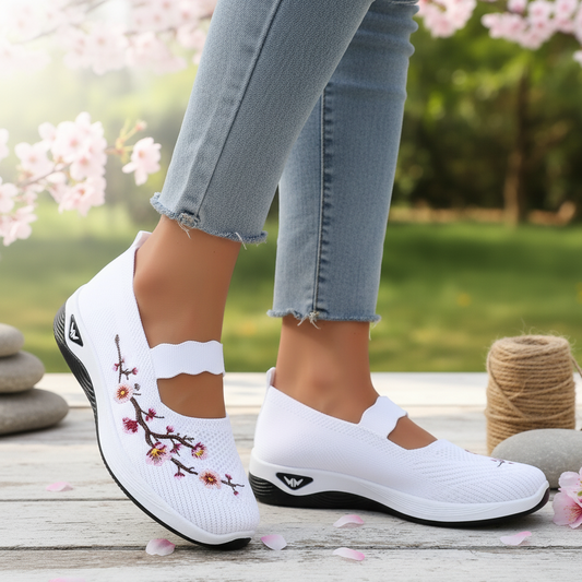 The Floral Glide – Lightweight Breathable Walking Shoe