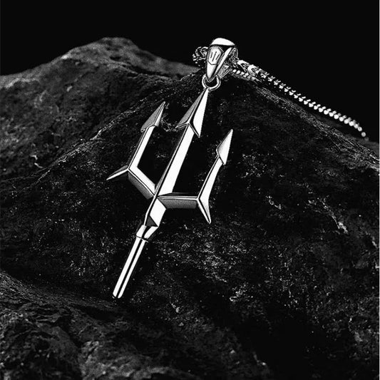 Poseidon’s Mark – Sculpted Trident Necklace by Jora