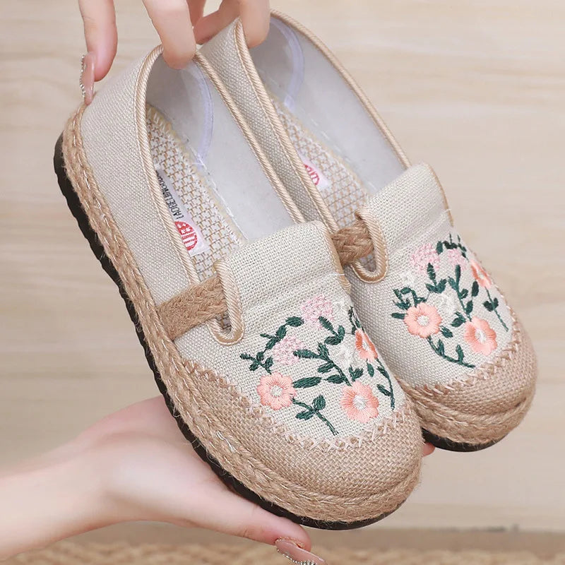 The Petal Pacers – Embroidered Slip-On Flats