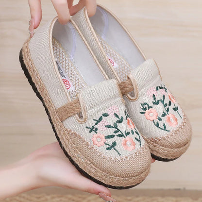 The Petal Pacers – Embroidered Slip-On Flats