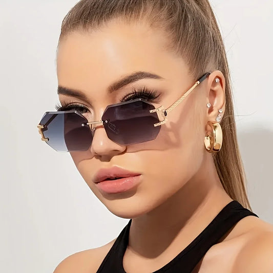 Geometric Glam - Rimless Sunglasses