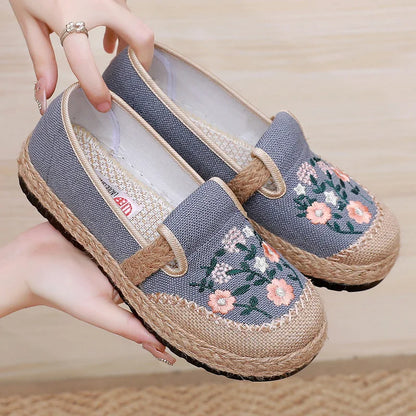 The Petal Pacers – Embroidered Slip-On Flats