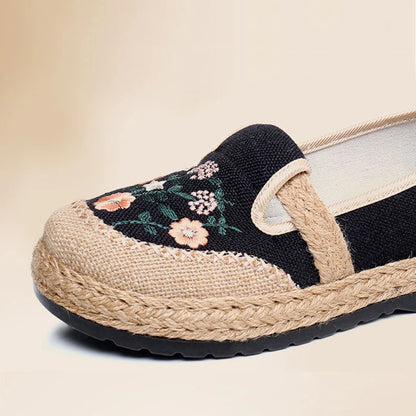 The Petal Pacers – Embroidered Slip-On Flats