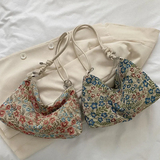 Bag of Blooms - Vintage Print Canvas Bag
