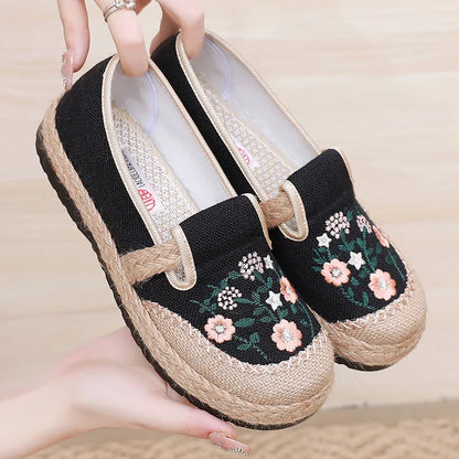 The Petal Pacers – Embroidered Slip-On Flats